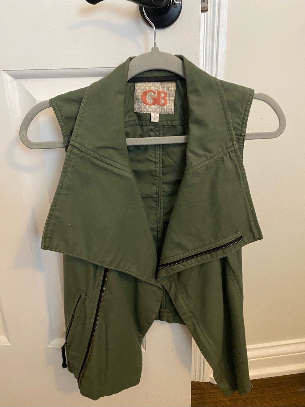 Gianni Bini Olive Green Draped Utility Vest